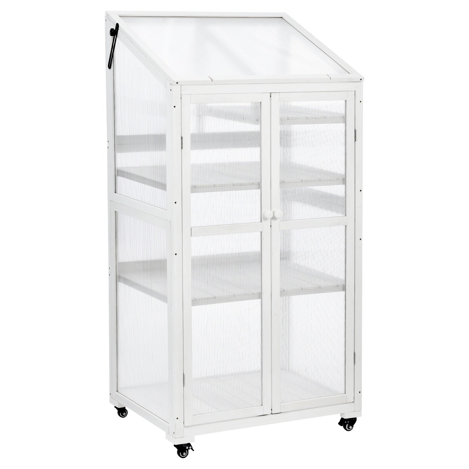 TOPMAX 62in Wood Large Greenhouse With Wheels And Adjustable Shelf