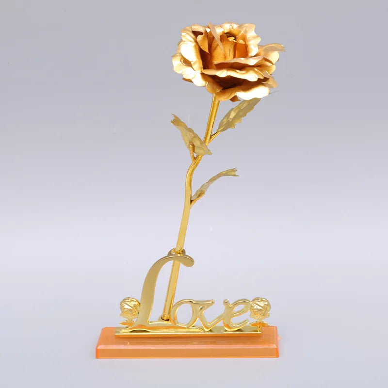 YO CHO 24K Plated Gold Rose Artificial Flower 24K Foil Rose Galaxy Box Birthday Valentine Mother's Day Christmas Creative Gift