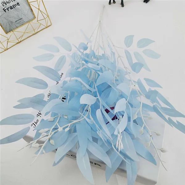 YO CHO Artificial White Flower Plant Wedding Bouquet Decoration Silk Flower Home Vase Decor Willow Leaf Green Grass Fake Flowers