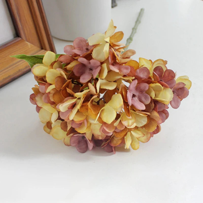 Artificial Flowers Silk Hydrangea Vase for Home Decoration Accessories Wedding Decorative Fake Plants Christmas Garland Material