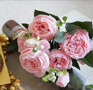 2018 Silk Rose Peony Artificial Flowers Beautiful Flores Bouquet for Wedding Party Home Decoration Mariage Fake Flowers A49B25