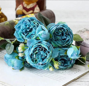 2018 Silk Rose Peony Artificial Flowers Beautiful Flores Bouquet for Wedding Party Home Decoration Mariage Fake Flowers A49B25