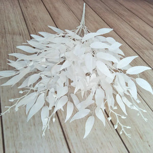 YO CHO Artificial White Flower Plant Wedding Bouquet Decoration Silk Flower Home Vase Decor Willow Leaf Green Grass Fake Flowers