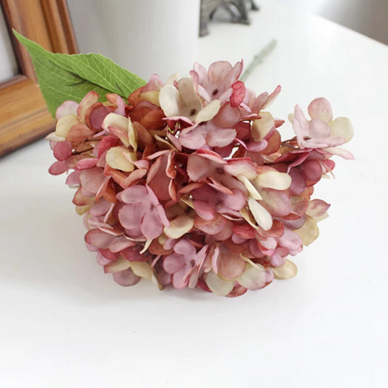 Artificial Flowers Silk Hydrangea Vase for Home Decoration Accessories Wedding Decorative Fake Plants Christmas Garland Material