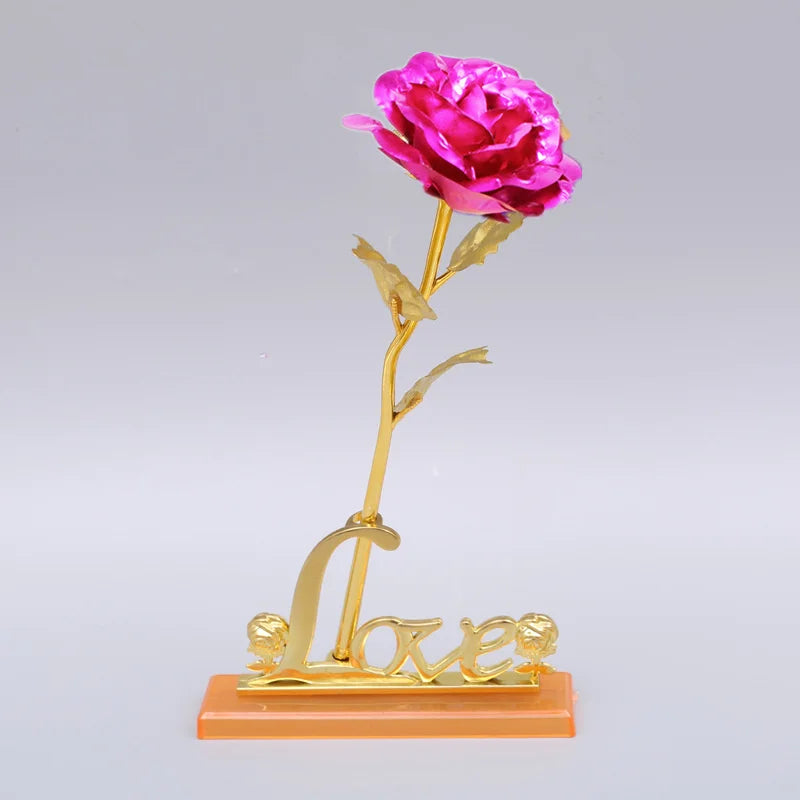 YO CHO 24K Plated Gold Rose Artificial Flower 24K Foil Rose Galaxy Box Birthday Valentine Mother's Day Christmas Creative Gift