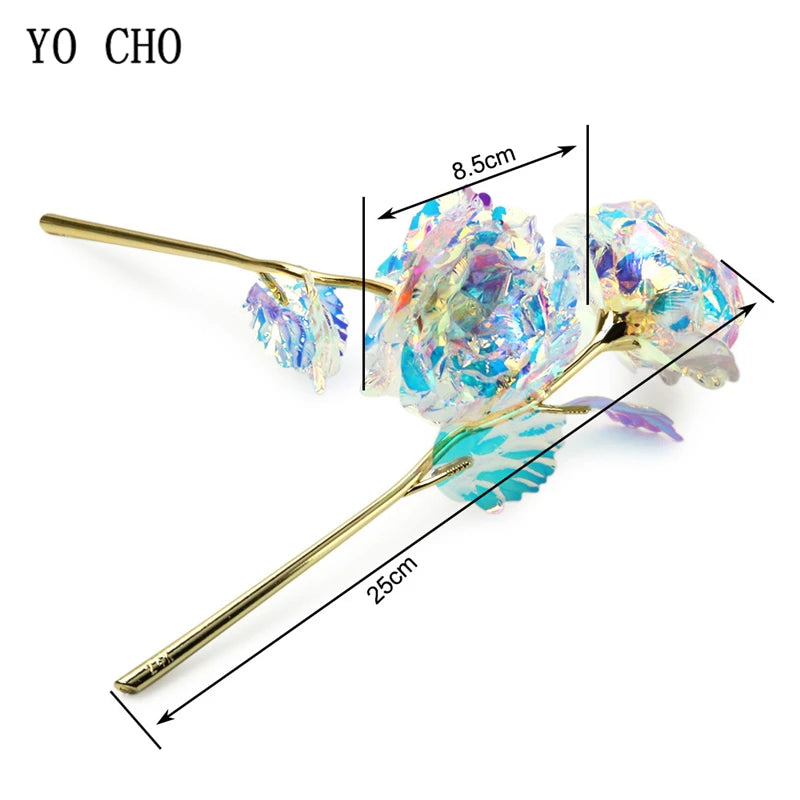 YO CHO 24K Plated Gold Rose Artificial Flower 24K Foil Rose Galaxy Box Birthday Valentine Mother's Day Christmas Creative Gift