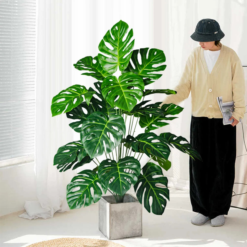 70-100cm Artificial Monstera Tree Fake Palm Plants Plastic Turtle Leafs Tropical Landscape Plants For Home Garden Office Decor