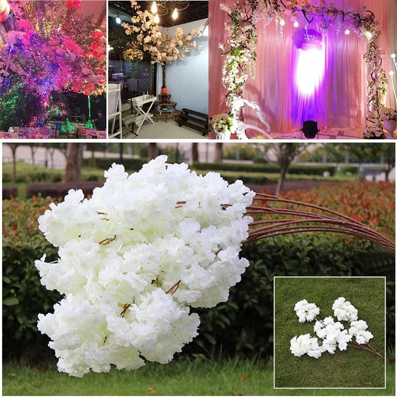 140 artificial cherry blossom wedding arches decorated with artificial flowers, silk embroidered balls, white branches, home dec