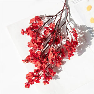 Artificial Flowers Cherry Blossoms Baby's Breath Gypsophila Fake Flowers DIY Wedding Home Vase Decoration Faux Flowers Branch