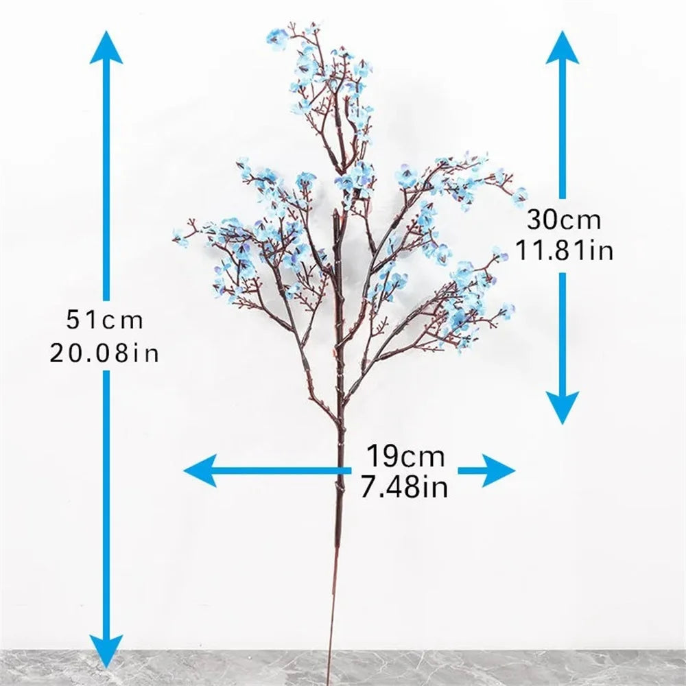 Artificial Flowers Cherry Blossoms Baby's Breath Gypsophila Fake Flowers DIY Wedding Home Vase Decoration Faux Flowers Branch