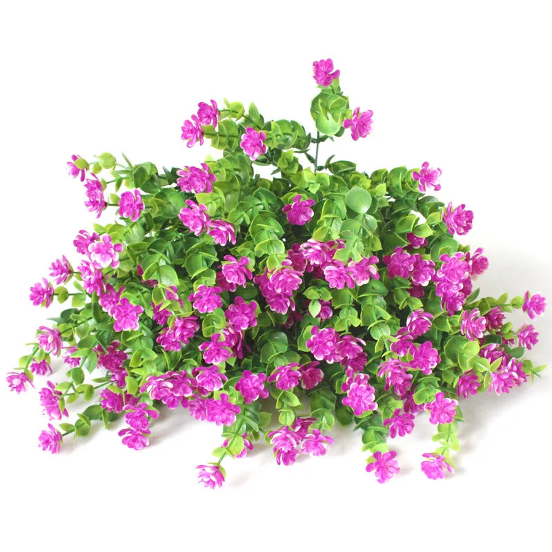 5PCS Artificial Flowers for Outdoor Decoration Spring Summer Decoration UV Resistant Plastic Greenery Shrubs Home Garden Decor