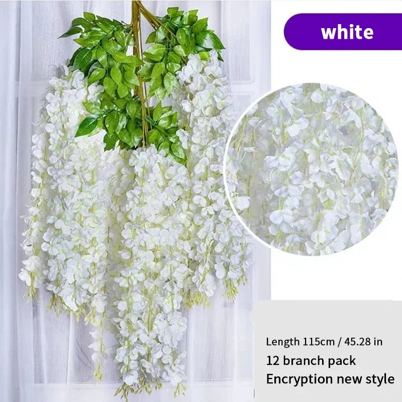 Artificial Flower Hanging Wisteria Garland Silk Vine Long String Home Garden Outdoor Wedding Party Decoration