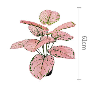 Artificial Flower Fake Green Pink Leaf Artificial Plants Decoration Simulated Bonsai Potted Decor Home Room Party Wedding Design