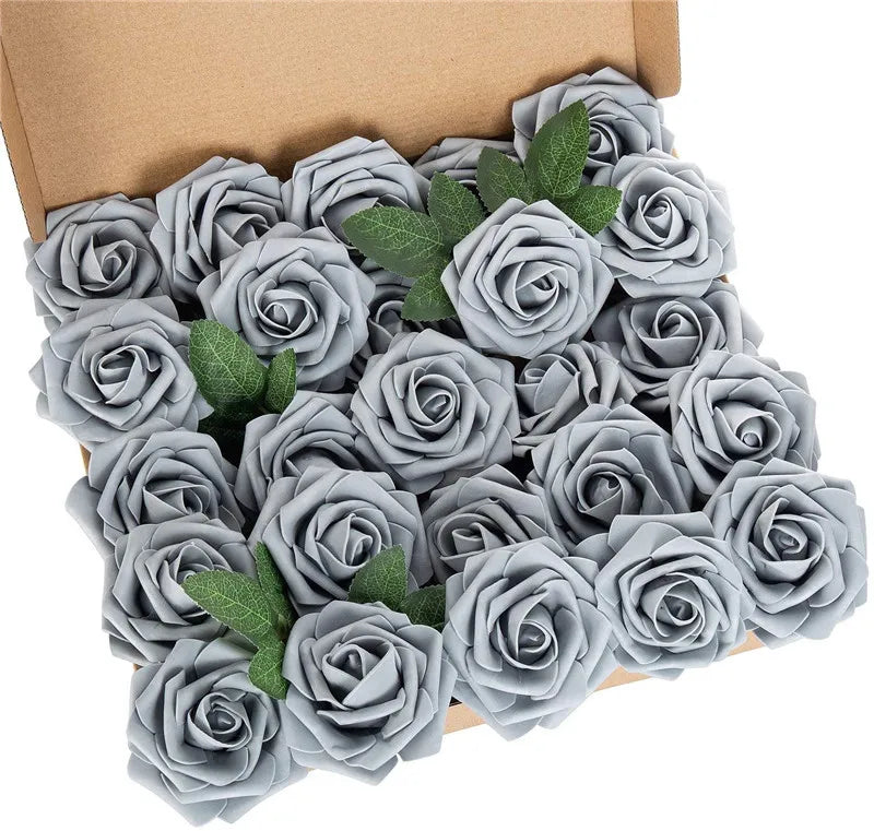 10/25/50Pcs Artificial Rose Flowers Foam Fake Faux Flowers Roses for DIY Wedding Bouquets Party Home Decor Garden Decoration