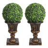 2 PCS 24” Artificial Plant Topiary Ball with Pot, Faux Boxwood Balls with LED, Topiary Balls Artificial Outdoor