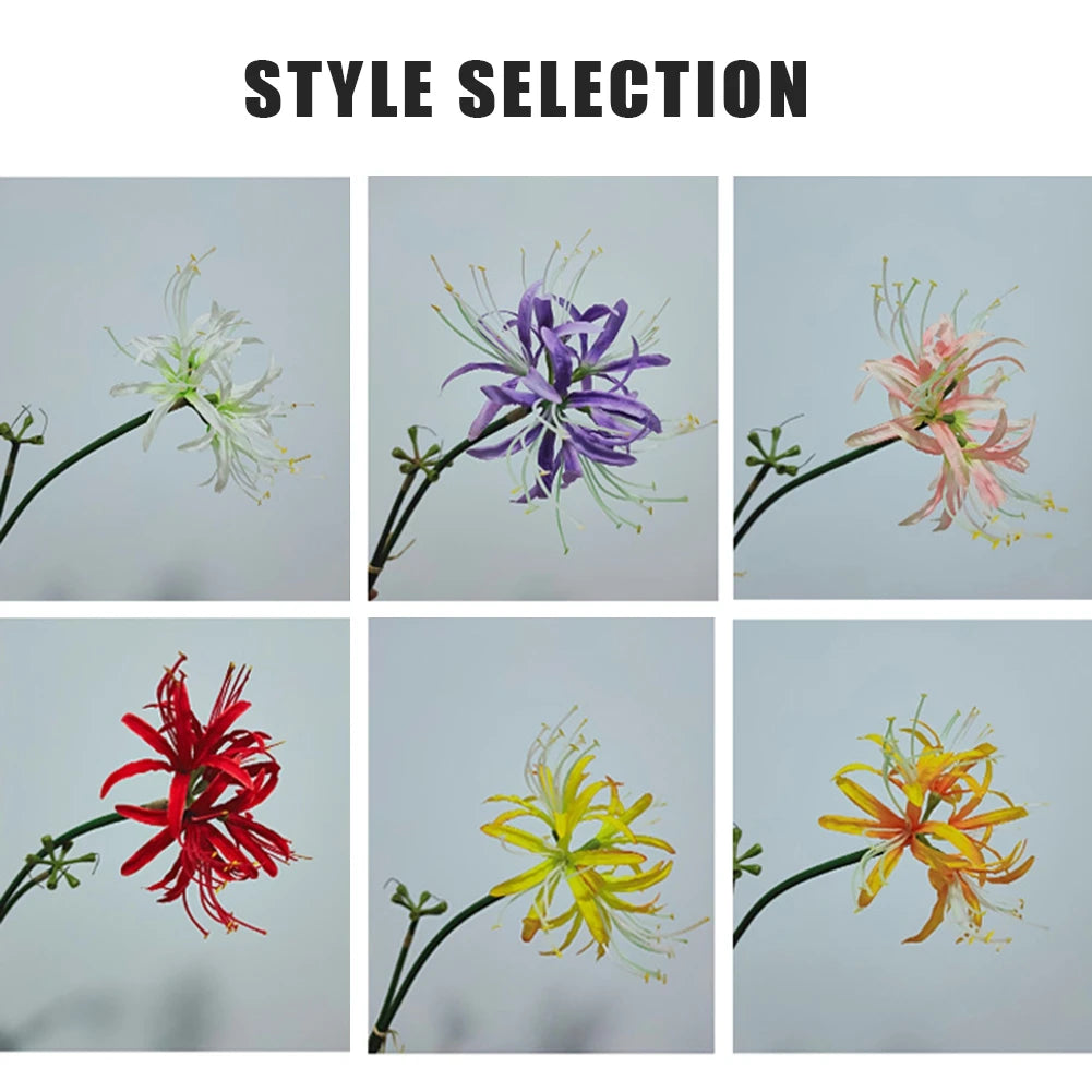 1PCS Artificial Red Spider Lilies Silk Flowers with Long Stem Home Decoration Paramita Lycoris Radiata Mandala Silk Flower