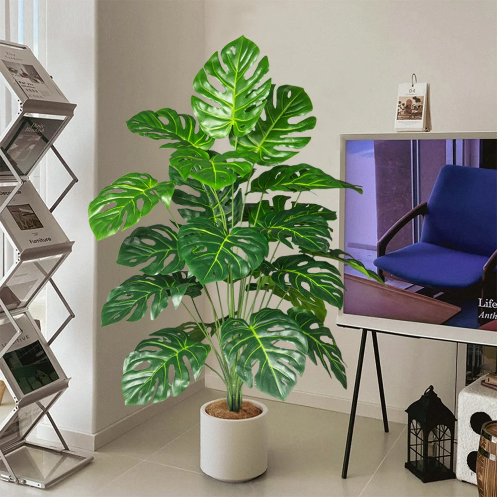 70-100cm Artificial Monstera Tree Fake Palm Plants Plastic Turtle Leafs Tropical Landscape Plants For Home Garden Office Decor