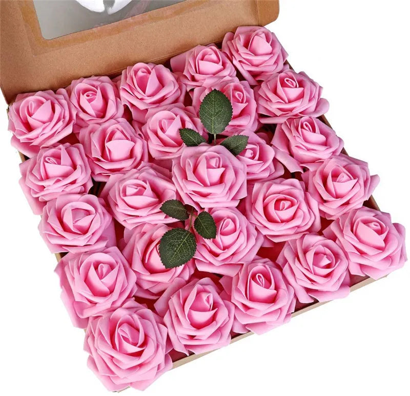 10/25/50Pcs Artificial Rose Flowers Foam Fake Faux Flowers Roses for DIY Wedding Bouquets Party Home Decor Garden Decoration