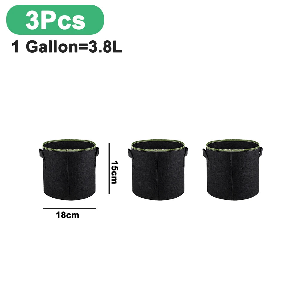 1/3Pcs Vegetable/Flower/Plant Grow Bags 3/4/5/7/10 Gallon, Thickened Non-Woven Grow Bags, Aeration Fabric Pots with Handles