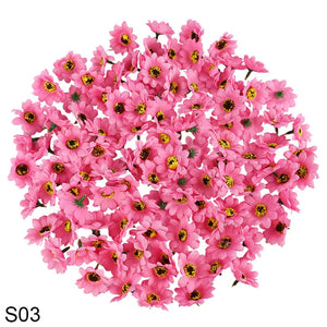 50/100pcs 4.5cm Mini Artificial Flower Silk Sunflower Head  DIY Wreath Scrapbooking Gift Box Yellow Artificial Daisy Head