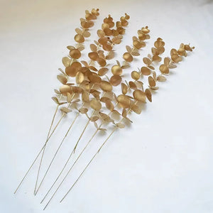 95CM Gold Artificial Plants Eucalyptus Ginkgo Leaf Gold False Flower Household Decoration Wedding Hall Decoration Plastic Flower