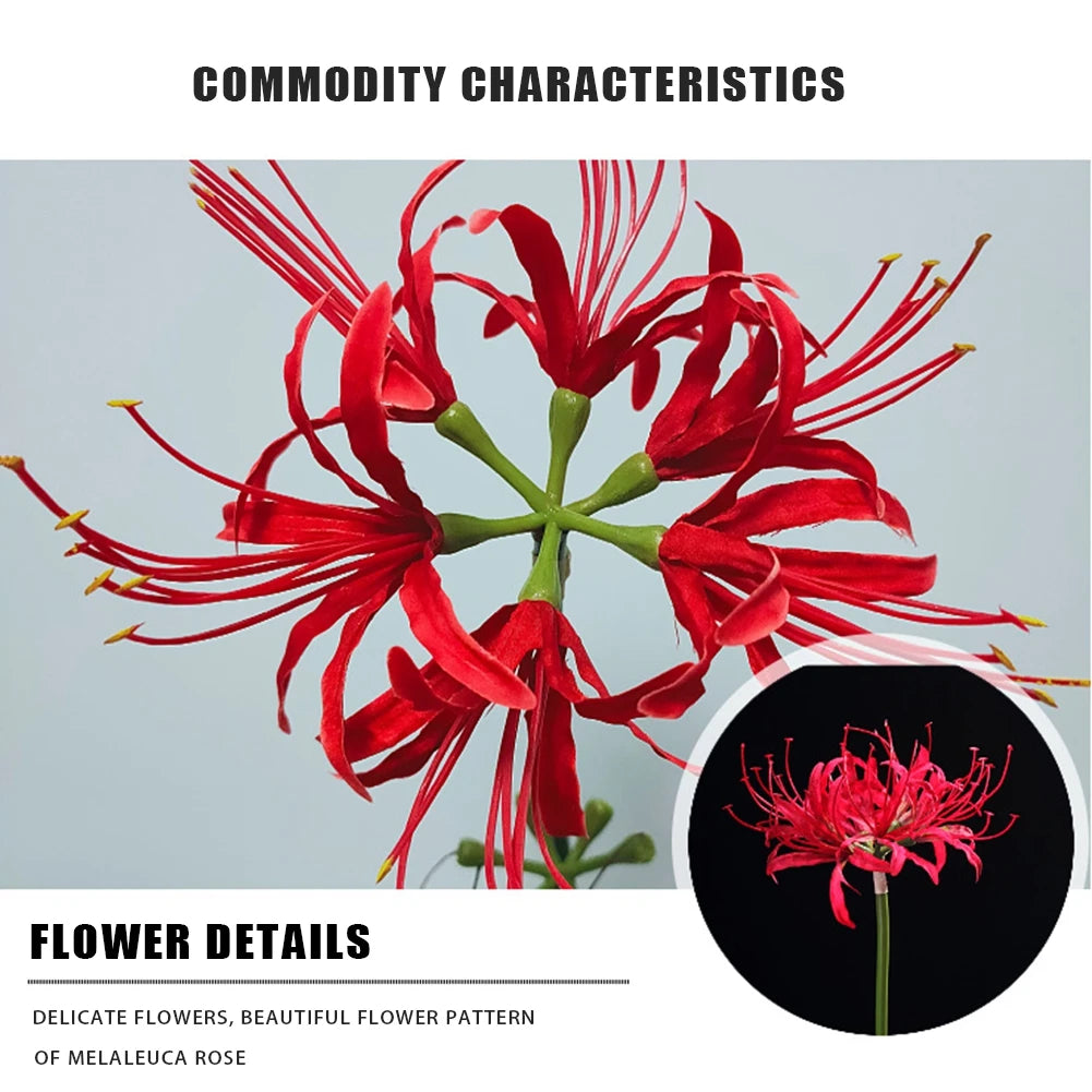 1PCS Artificial Red Spider Lilies Silk Flowers with Long Stem Home Decoration Paramita Lycoris Radiata Mandala Silk Flower