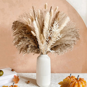 80pcs Pampas Grass Flowers Set,Dried Plants Bouquet Arrangement,100% Natural Dry Flowers Boho Decoration,Living Room Vases Decor