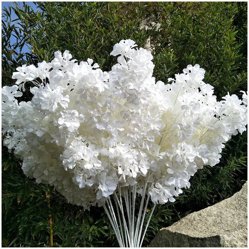 107CM Silk Hydrangea White Branch Snow All Over The Sky DIY Artificial Cherry Home Party Decoration Wedding Arch Decoration