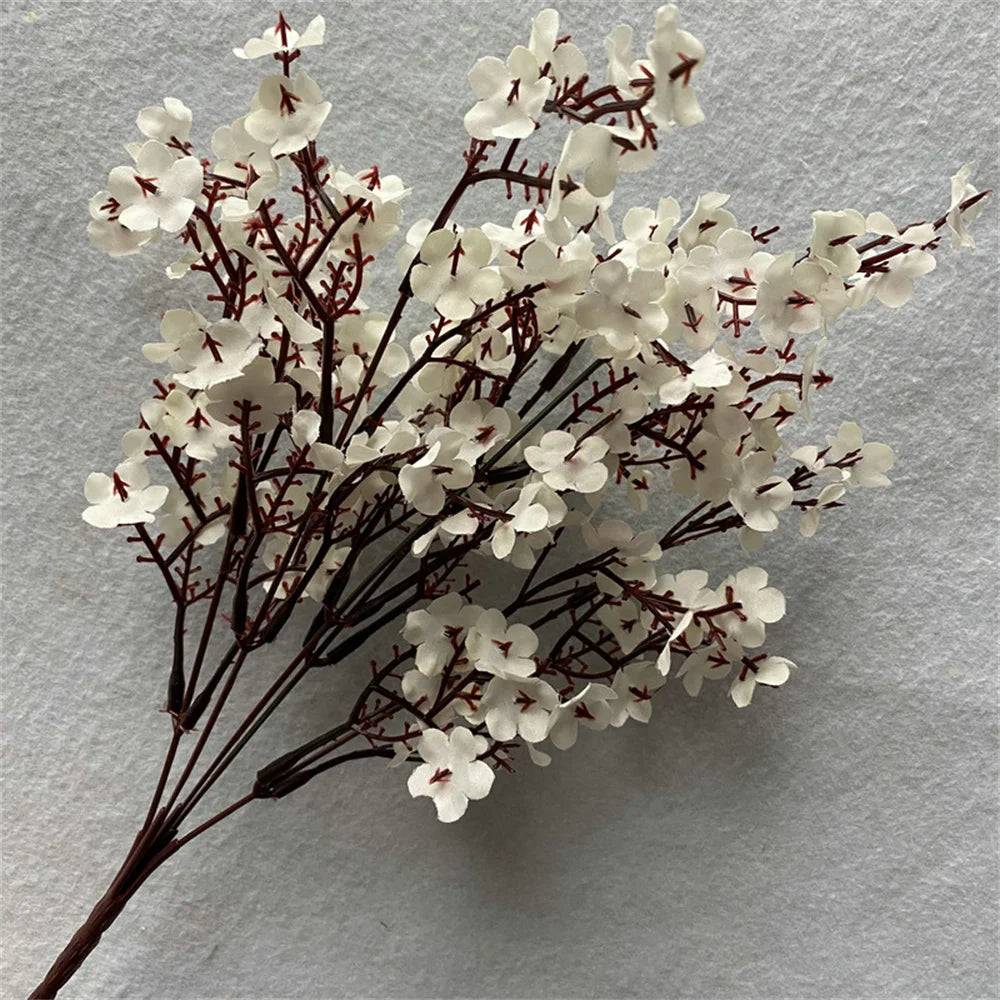 Artificial Flowers Cherry Blossoms Baby's Breath Gypsophila Fake Flowers DIY Wedding Home Vase Decoration Faux Flowers Branch