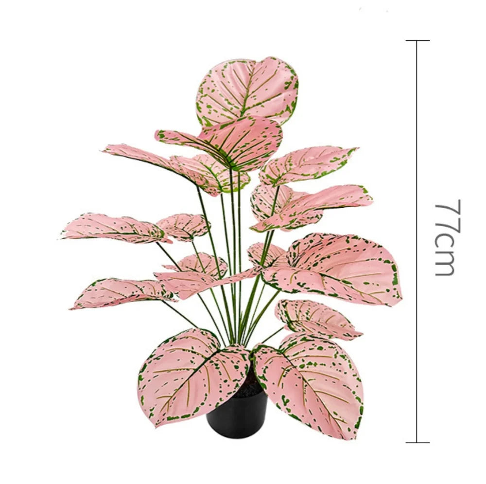 Artificial Flower Fake Green Pink Leaf Artificial Plants Decoration Simulated Bonsai Potted Decor Home Room Party Wedding Design