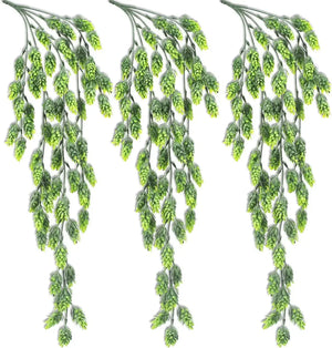 Artificial Flower Hops Vine Garland Plant Fake Hanging Vine Faux Hops UV Resistant Faux Floral Greenery 3 PCS