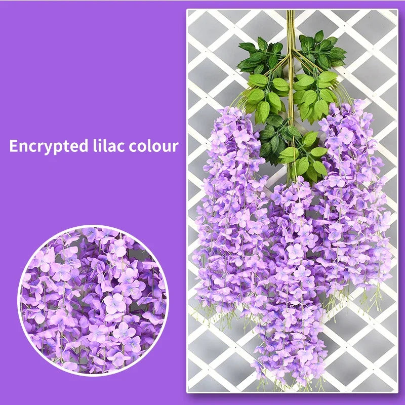 Artificial Flower Hanging Wisteria Garland Silk Vine Long String Home Garden Outdoor Wedding Party Decoration