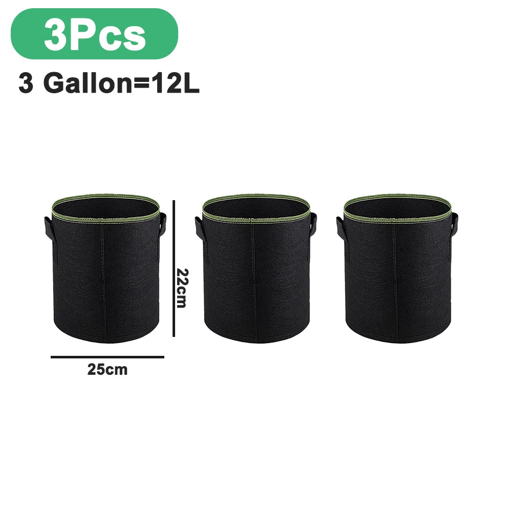 1/3Pcs Vegetable/Flower/Plant Grow Bags 3/4/5/7/10 Gallon, Thickened Non-Woven Grow Bags, Aeration Fabric Pots with Handles