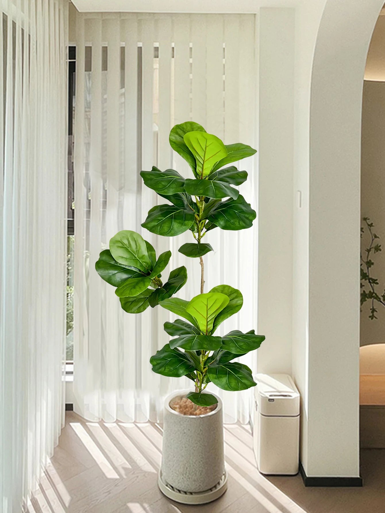 70-135cm Large Artificial Ficus Tree Fake Rubber Plants Branch Plastic Fiddle Leaves for Home Garden Indoor Outdoor Decor