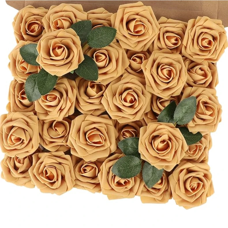 10/25/50Pcs Artificial Rose Flowers Foam Fake Faux Flowers Roses for DIY Wedding Bouquets Party Home Decor Garden Decoration