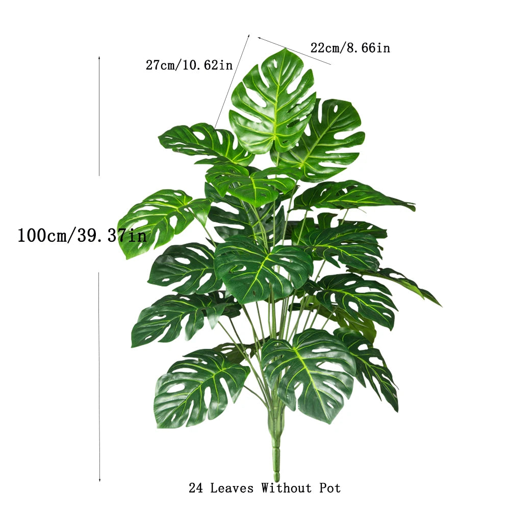 70-100cm Artificial Monstera Tree Fake Palm Plants Plastic Turtle Leafs Tropical Landscape Plants For Home Garden Office Decor