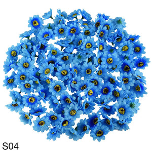 50/100pcs 4.5cm Mini Artificial Flower Silk Sunflower Head  DIY Wreath Scrapbooking Gift Box Yellow Artificial Daisy Head