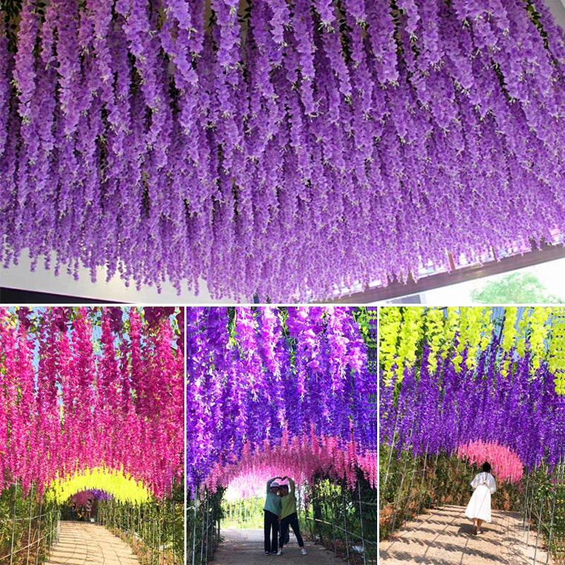 Artificial Flower Hanging Wisteria Garland Silk Vine Long String Home Garden Outdoor Wedding Party Decoration