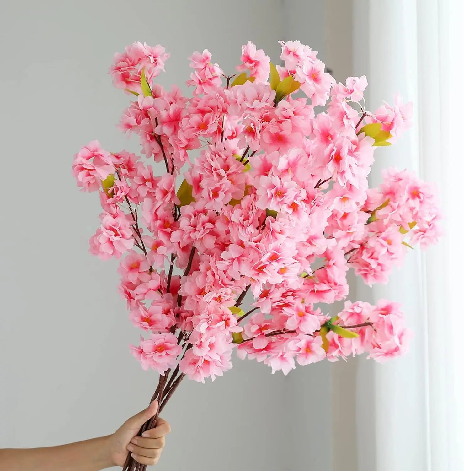 Sakura Artificial Flowers Bouquet for Garden Party Wedding Marriage Decoration Home Room Decor Fake Flowers Table Vase Ornament