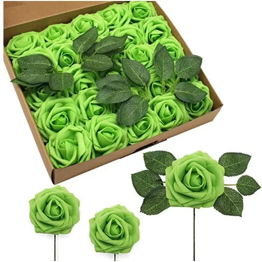 10/25/50Pcs Artificial Rose Flowers Foam Fake Faux Flowers Roses for DIY Wedding Bouquets Party Home Decor Garden Decoration