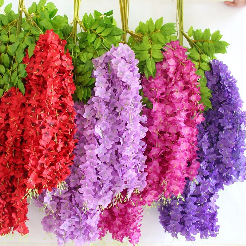 Artificial Flower Hanging Wisteria Garland Silk Vine Long String Home Garden Outdoor Wedding Party Decoration