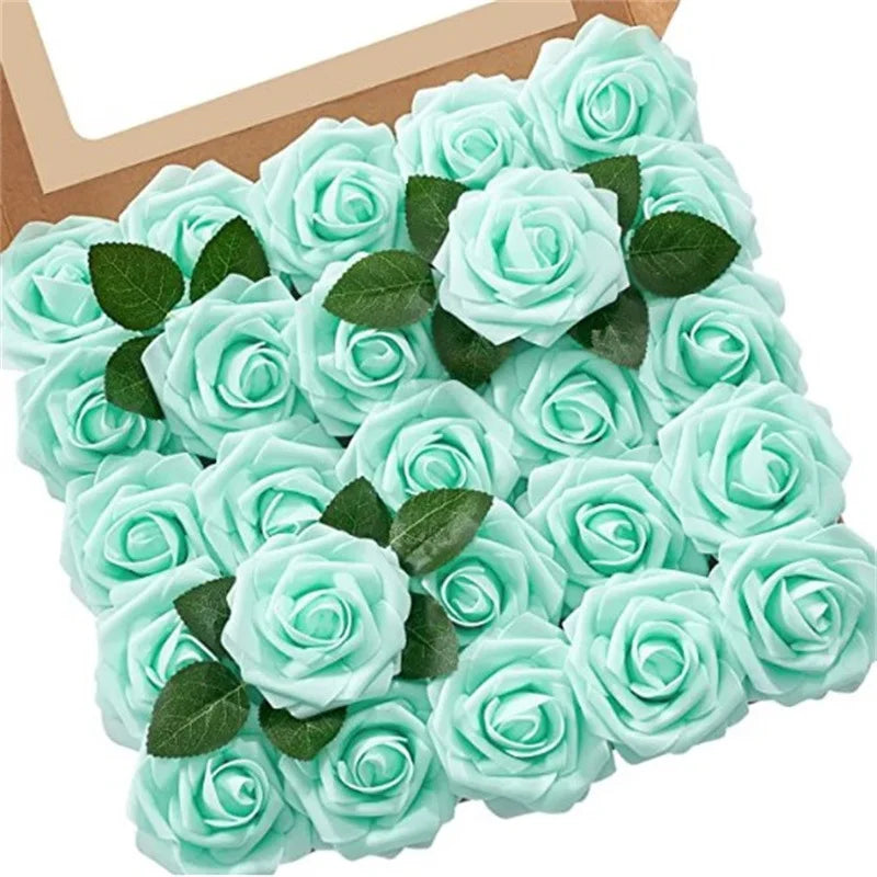 10/25/50Pcs Artificial Rose Flowers Foam Fake Faux Flowers Roses for DIY Wedding Bouquets Party Home Decor Garden Decoration