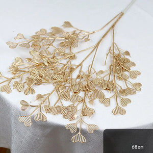 95CM Gold Artificial Plants Eucalyptus Ginkgo Leaf Gold False Flower Household Decoration Wedding Hall Decoration Plastic Flower