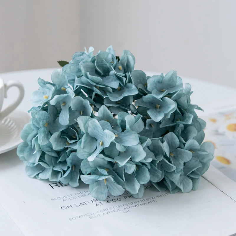 Artificial Flowers Silk Hydrangea Vase for Home Decoration Accessories Wedding Decorative Fake Plants Christmas Garland Material