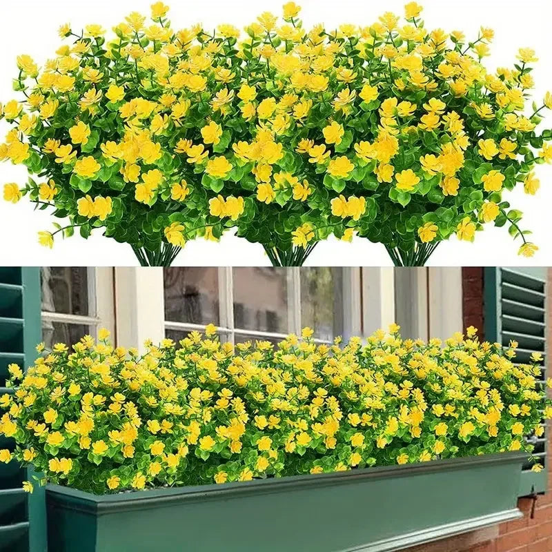 8pcs, Anti-UV Artificial Flowers for Home  Garden Decor - Realistic Simulation Floral Bouquets and Shrubs for Porch Outdoor Use