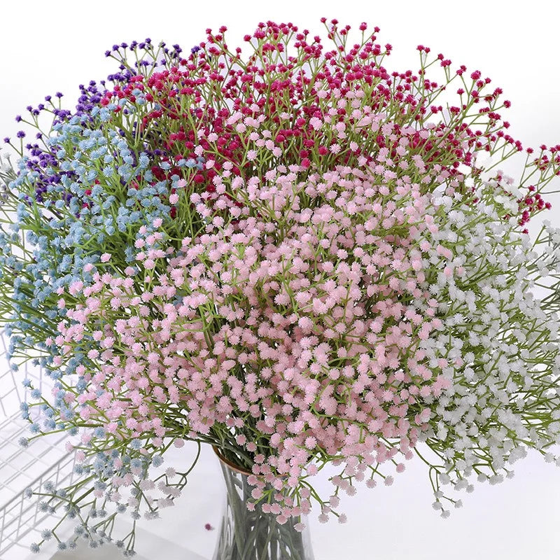 1Branch 90Heads Artificial Full Sky Stars Flowers Bouquet Multiple Colors Partys Brides Wedding Home Decorative Fake Plant