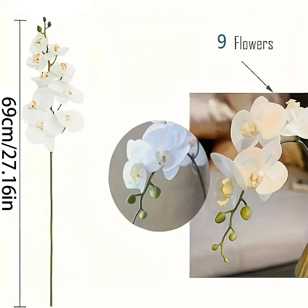 69cm Artificial Phalaenopsis Flower Branches Real Touch Faux Orchid Stems for Floral Arrangement Wedding Party Home Decoration