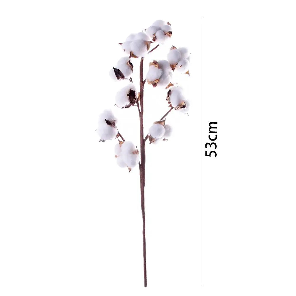 1 PCS 10 Heads Dried Cotton Flower Simple Handmade Artificial Plants Creative Natural False Floral Branch