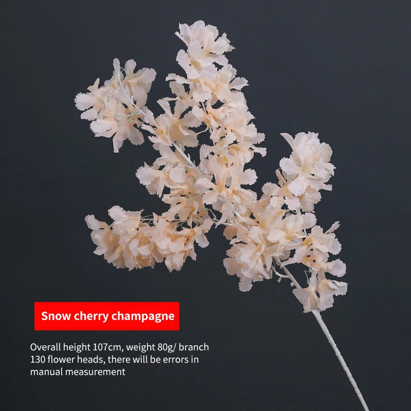 107CM Silk Hydrangea White Branch Snow All Over The Sky DIY Artificial Cherry Home Party Decoration Wedding Arch Decoration