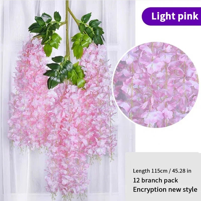 Artificial Flower Hanging Wisteria Garland Silk Vine Long String Home Garden Outdoor Wedding Party Decoration